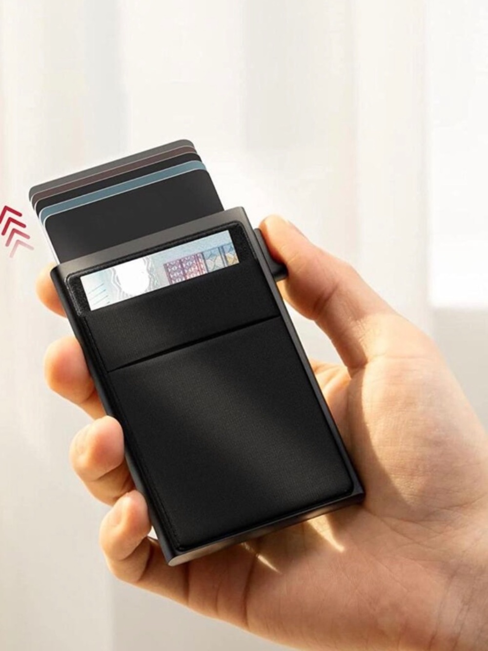 Slim RFID Blocking Card Wallet - Black - Picture 4 of 5